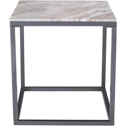 Wynn 22" Square End Table in Solid Grey Marble & Iron